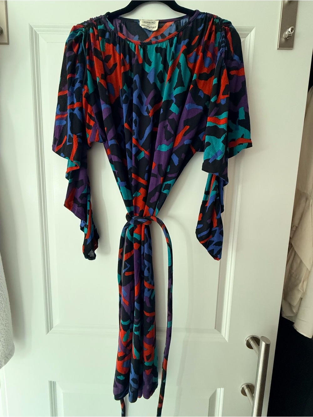 Missoni Multicolor Abstract Tie-Waist One-Piece — Red, Teal, Purple, Black